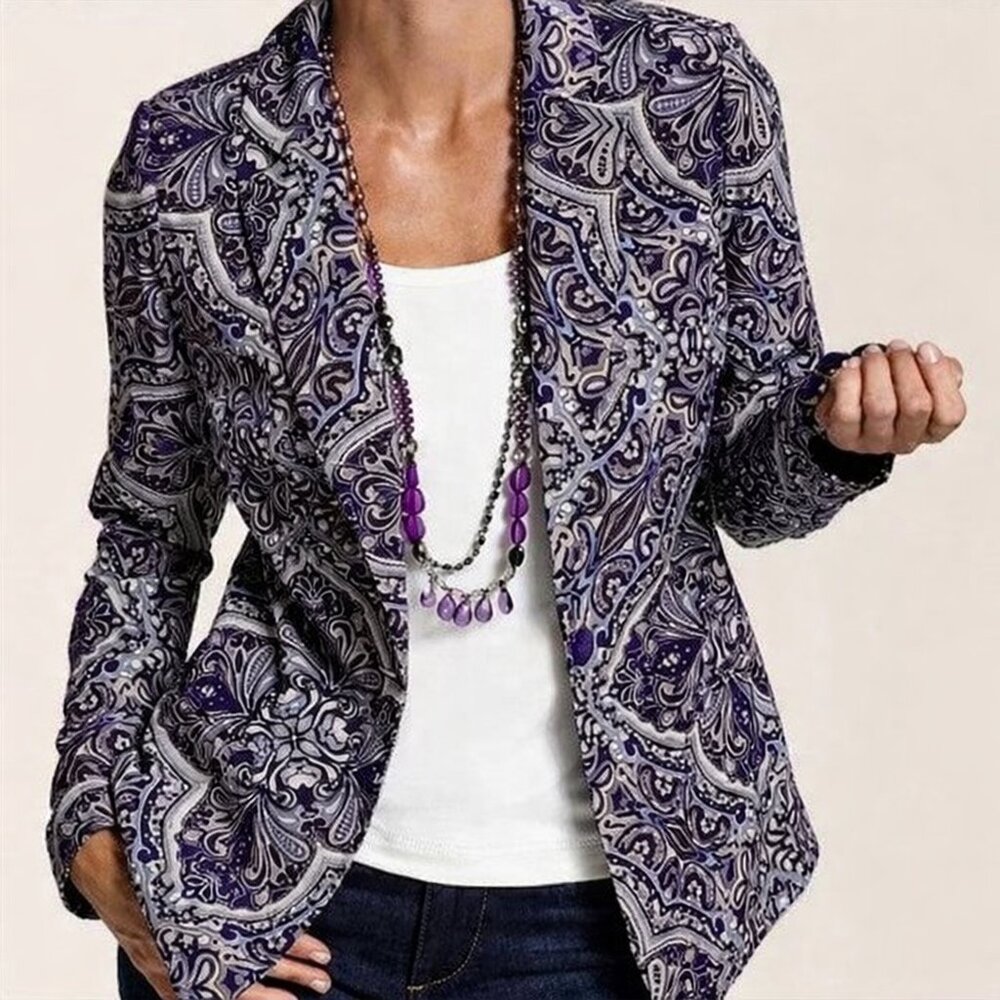 Chico's Purple Paisley Open Blazer
